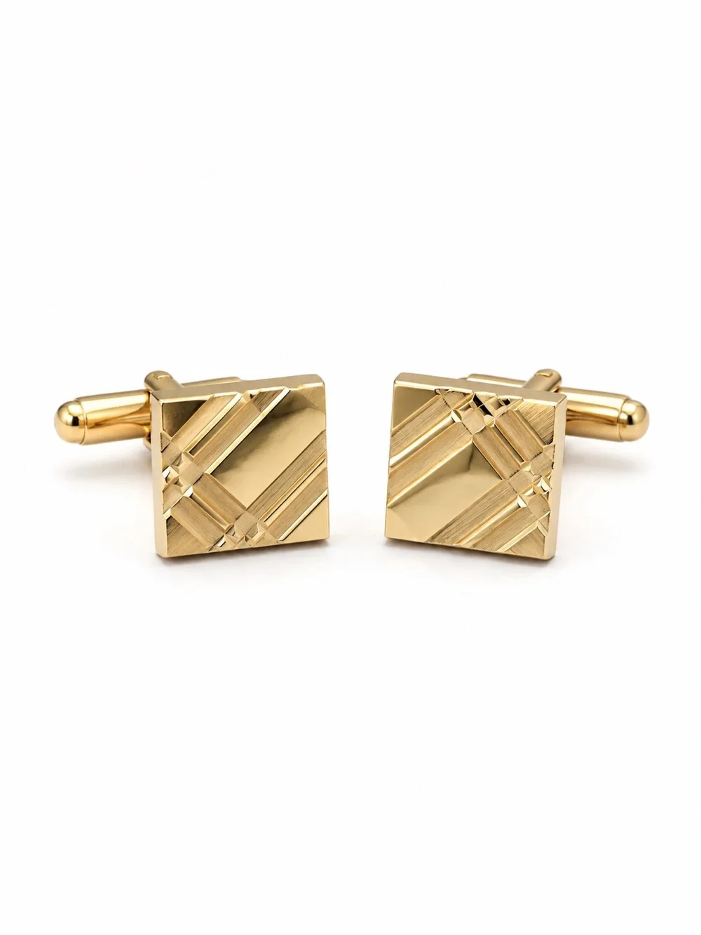 Gold diagonal striped cufflinks